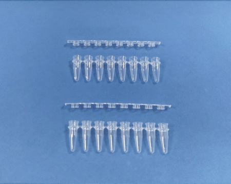Tubos de PCR de 8 tiras, tapas planas